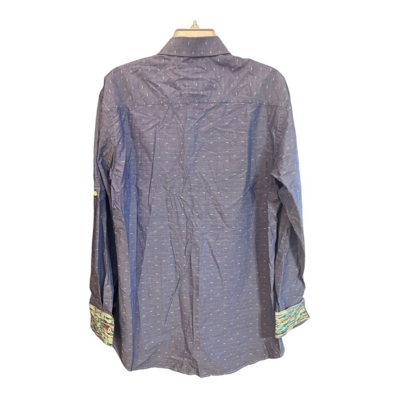 Bugatchi Uomo Shaped Fit Button Down Flip Cuff Size Medium TY1 - Picture 3 of 3